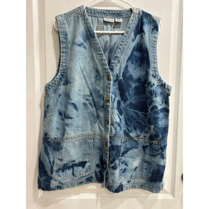 CABINCREEK Tie-Dye Denim Vest, Jean, 90’s Vintage, BOHO, Woman’s Size Large